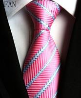 Fashion Neckties Classic Men's Stripe Yellow Navy Blue Wedding Ties Jacquard Woven 100% Silk Men Solid Tie Polka Dots Neck Ties 2